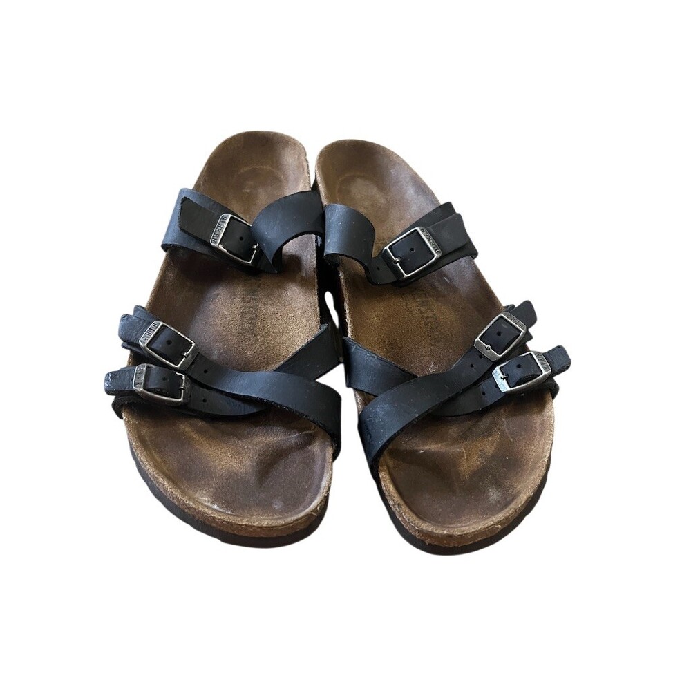 Birkenstock Franca Sandals Womens EU 42 Black Strappy Slide Buckle